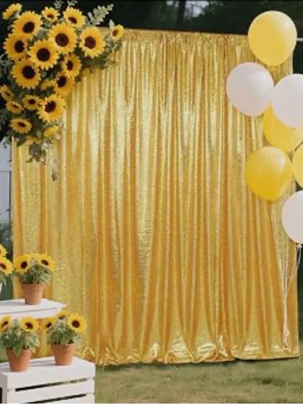 SquarePie 6x8ft Gold Sequin Backdrop Curtain with 4” Rod Pocket